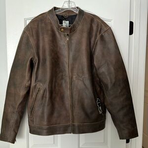 Real leather jacket, aged brown size XL NWT